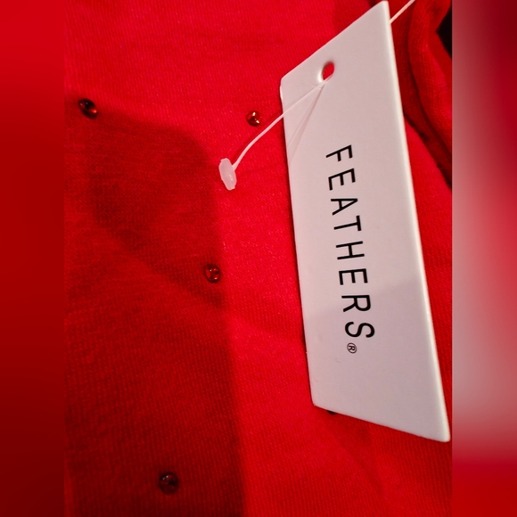 feathers Red Crewneck Sweatshirt with Stud Detail - Picture 4 of 7